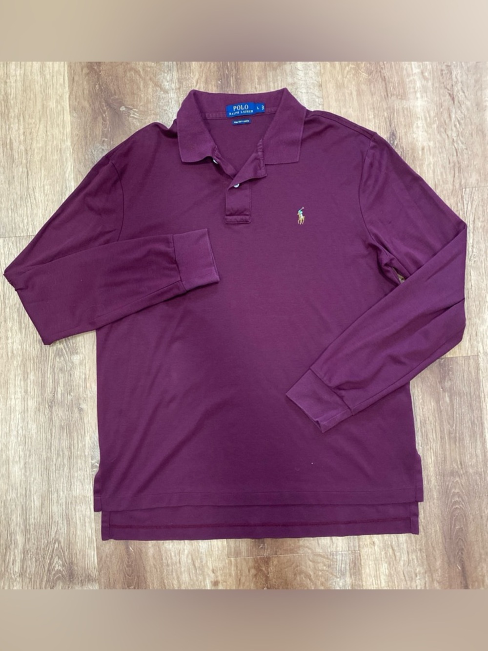 Polo Ralph Lauren Polo Shirt Mens Large Long Sleeve Flesh Pony Pima Cotton